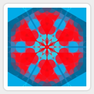 Retro Mandala Flower Blue and Red Sticker